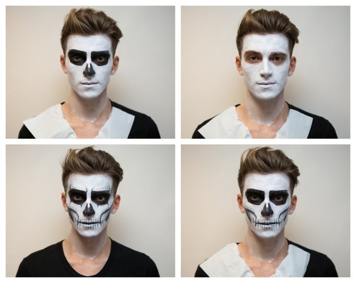 modele maquillage halloween pour homme squelette facile