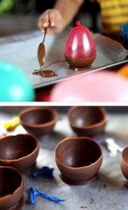 DYI recettes Pâques - Chocolats maison - Oeuf en chocolat avec des ballons